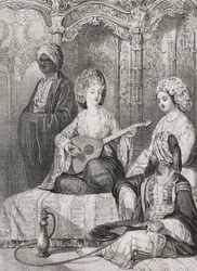 Harem im Osten, Lithographie von Salvatore Puglia aus Poliorama Pittoresco, Nr. 2, 19. August
