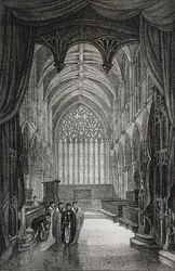Innenansicht der Kathedrale von Carlisle, Vereinigtes Königreich, Lithographie von Salvatore Puglia aus Poliorama Pittoresco, Nr. 25, 25. Januar