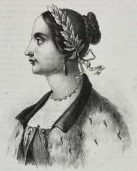 Porträt von Laura Bassi Veratti (1711-1778), italienische Physikerin und Akademikerin, Lithographie von Salvatore Puglia aus Poliorama Pittoresco, Nr. 4, 4. September