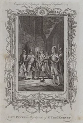 Guy Fawkes wird auf Befehl von Sir Thomas Knevet verhaftet