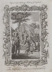 Die Briten unterwerfen sich Claudius (Gravur)