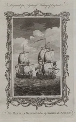 Die Manilla Galeone von Admiral Anson erobert (Gravur)