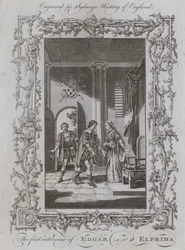 Das erste Treffen von Edgar und Elfrida (Gravur)