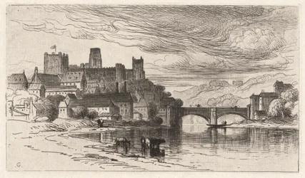 Durham, England (Der Glanz fällt auf Burgmauern)