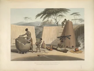 Booshuana-Frauen stellen Töpferwaren her, Illustration aus 