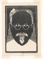 Selbstporträt mit Brille und Spitzbart