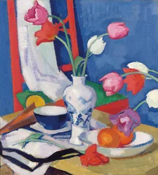 Roter Stuhl und Tulpen, ca. 1919
