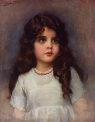 Curly Locks: Porträt eines hübschen jungen Mädchens mit langen dunklen Locken