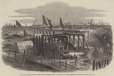 Seine Königliche Hoheit Prinz Albert legt den ersten Stein der Docks in Great Grimsby, am Mittwoch