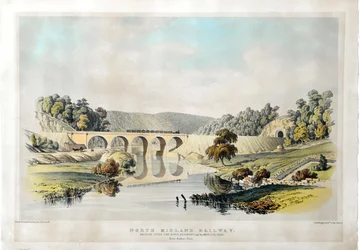 North Midland Railway Bridge über den Fluss Derwent und die Matlock Road bei Amber Gate. 1840