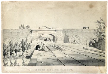 North Midland Railway Bridge unter dem Cromford Canal bei Bull Bridge ca. 1840