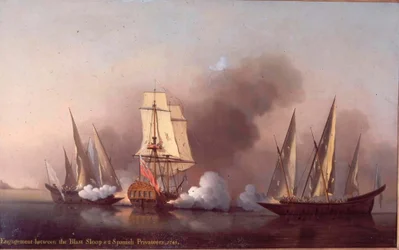 Das Gefecht zwischen der Blast Sloop und zwei spanischen Freibeutern