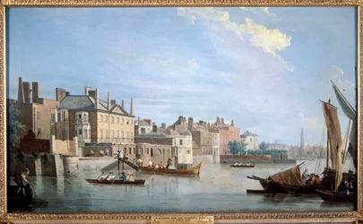 Die Themse mit Montagu House, von der Nähe der Westminster Bridge, London, 1749