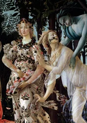 Der Frühling. Detail: Zephyr ergreift die Nymphe Chloris, die einen transparenten Schleier trägt, und Flora in ihrem Blumenkleid