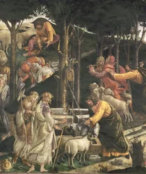 Detail der Jugend Moses in der Sixtinischen Kapelle