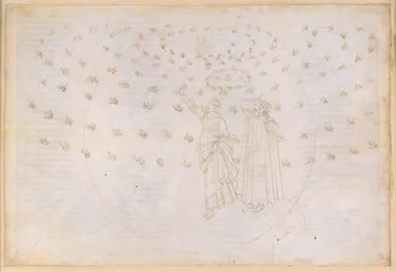 La Divina Commedia, Paradiso XXIII. Achte Sphäre (Fixsternhimmel): Vision vom Triumph Christi; Dante sieht Beatrice in ihrer wahren Gestalt; Der Marienreigen und die zwölf Apostel