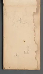 Skizzenbuch, Seite 02: Figur in einer Landschaft mit Hund, 1859