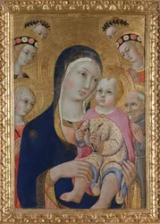 Madonna mit Kind, Heiligen Apollonia und Bernardino und vier Engeln