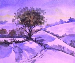 Lila Winterlandschaft