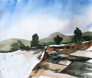 Aquarell-Bergreflexionen