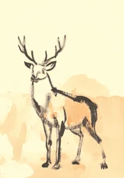 Hirsch in Aquarell