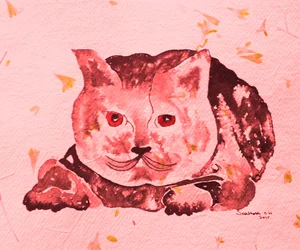 Verspielte rosa Katze