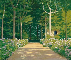 Hortensien auf einem Gartenweg, 1929