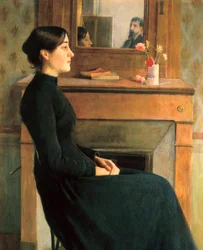 Porträt einer Frau, Gemälde von Santiago Rusinol y Prats