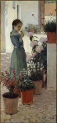 Blumen. Das Mädchen mit der Nelke
