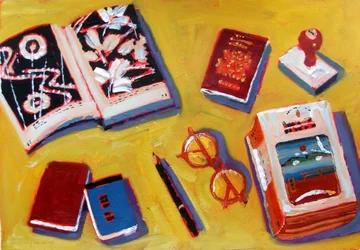 Gläser und Bleistift