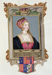 Porträt Anne Boleyns (1507-36), der 2. Königin Heinrichs VIII., als junge Frau, aus „Memoiren vom Hof Königin Elisabeths“, veröffentlicht 1825