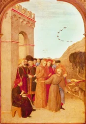 Der heilige Franz von Assisi spricht mit dem Wolf von Gubbio (Detail)