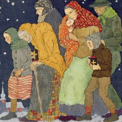 Gang zur Kirche, Heiligabend, ca. 1910, aus 