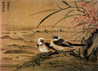 Chinesische Kunst: Vögel. Seidenmalerei von Li Youen Kien aus dem 16. Jahrhundert. Paris, Bibliothèque nationale