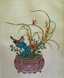 Chinesische Kunst: Blumen und Vögel. Seidenmalerei des 18. Jahrhunderts