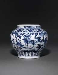 Außergewöhnlich seltene und wichtige blau-weiße Vase, Guan Yuan Dynastie, Mitte des 14. Jahrhunderts