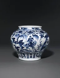 Außergewöhnlich seltener und wichtiger blau-weißer Krug, Guan Yuan Dynastie, Mitte des 14. Jahrhunderts