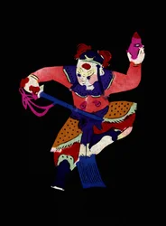 Männliche Figur der Pekinger Oper. Scherenschnitt, chinesische Volkskunst, Peking.