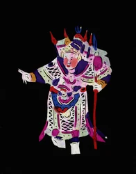 Männliche Figur der Pekinger Oper. Scherenschnitt, chinesische Volkskunst, Peking.