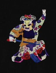 Männlicher Charakter der Pekinger Oper. Bemaltes Papierschnittbild oder "Jian Zhi", chinesische Volkskunst, Peking
