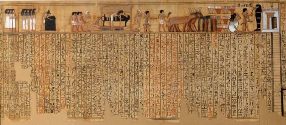 Ägyptische Antike: Totenbuch, Papyrus des Nebqed. Um 1400-1350 v. Chr. 18. Dynastie. Aus Theben. 6,3 m lang. Paris, Musée du Louvre