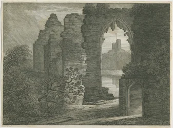 Dudley Castle - Der Bergfried: Radierung