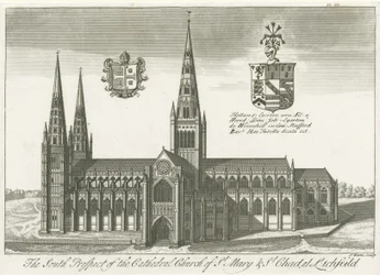 Lichfield Cathedral - Südansicht: Gravur
