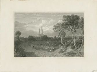 Lichfield Cathedral - Westansicht (fern): Gravur, nd [?18. Jh.] (Druck)
