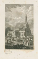 Wolstanton-Kirche: Gravur, undatiert [?19. Jh.] (Druck)