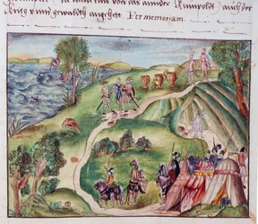 Eine venezolanische Landschaft mit einem spanischen Lager, aus einer Sammlung von Memoiren der Familie Coeler, Nürnberg
