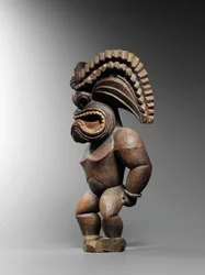 Hawaiianische Figur, Kona-Stil, Darstellung des Kriegsgottes Ku ka ’ili moku, ca. 1780-1820