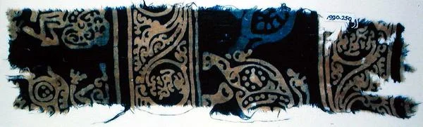 Blockbedrucktes Textilfragment, indisch