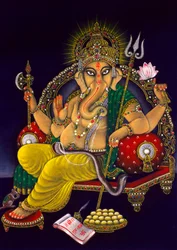 Lord Ganesha Ganpati Malerei auf Samt
