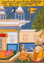 Miniaturmalerei auf Papier, Bhambawati, Nathdwara Schule